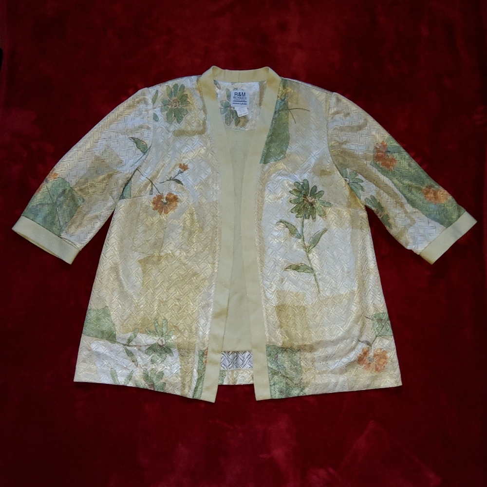Vintage R &M Richards Top Women's 14WP Yellow Jacket Top Open Front Made in USA